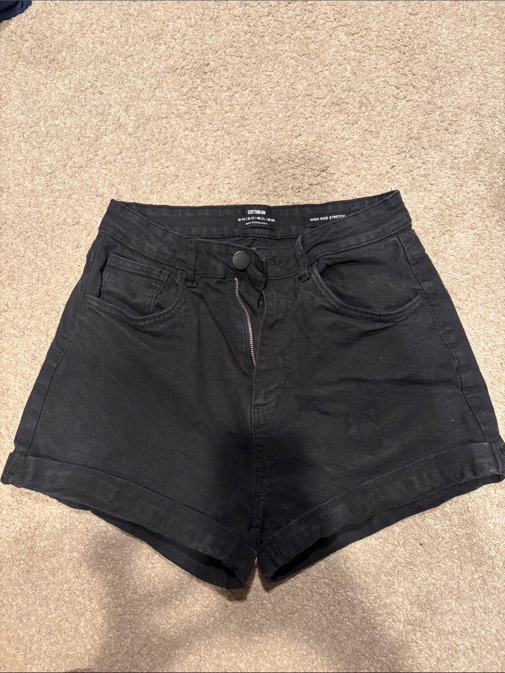 Cotton On High Waist Black Denim Shorts